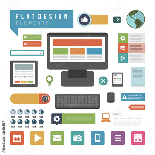 Flat infographic design elements and icons vector illustration.