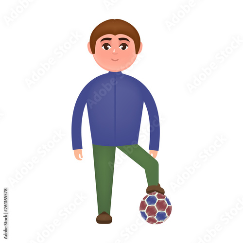 Guy and soccer ball. Vector illustration in cartoon style