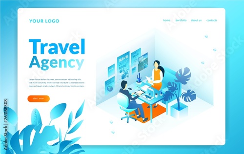 Travel agency concept isometric vector illustration. eps10