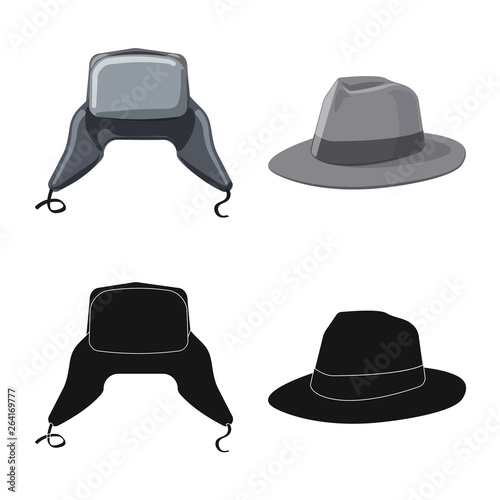 Isolated object of headgear and cap sign. Collection of headgear and accessory vector icon for stock.