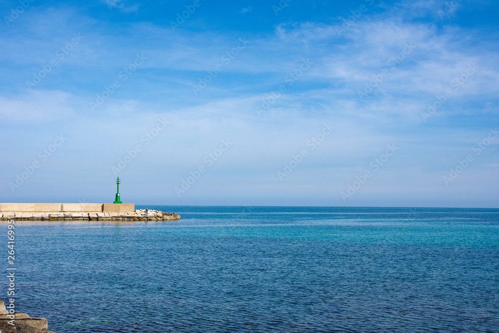 Italy, Marina di Ostuni, view of the entrance to the port.