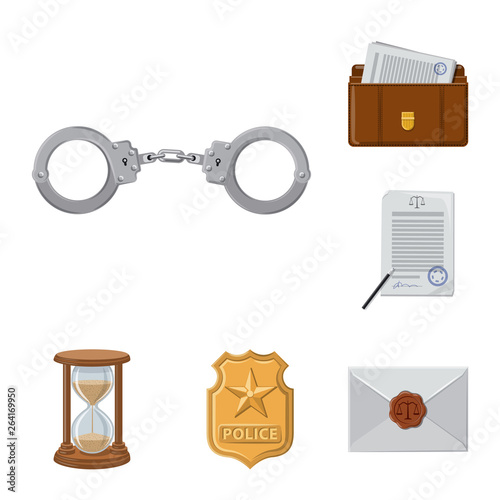Isolated object of law and lawyer icon. Collection of law and justice stock vector illustration.