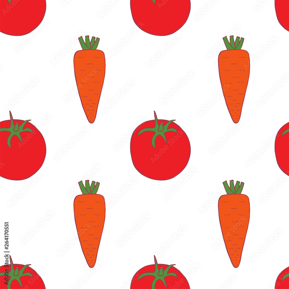 Carrot and tomato seamless pattern Carrot and tomato seamless pattern