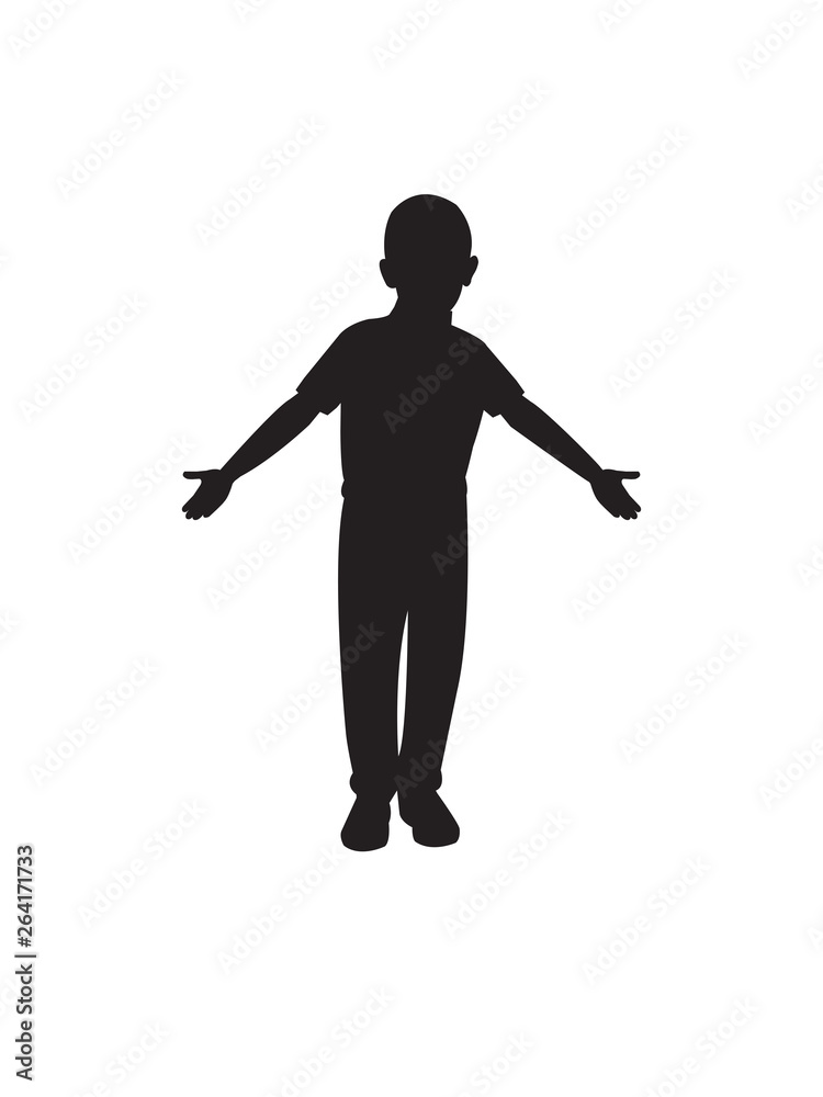 Boy child silhouette drawing vector illustration