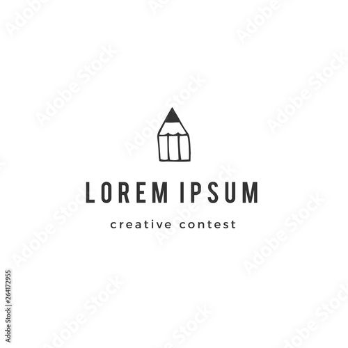 A pencil tip, vector premade logo template. Creative Contest theme.