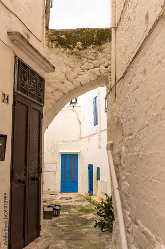 Italy, Ostuni, characteristic front door in the ancient historic center.