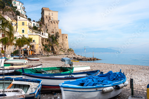 Seafront of Cetara, ancient country of Amalfi Coast in southern Italy  photo