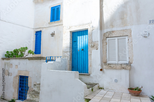 Italy, Ostuni, characteristic front door in the ancient historic center. © benny