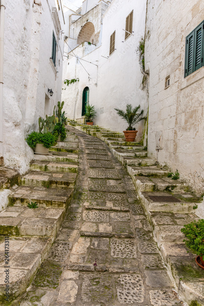 Italy, Ostuni, a typical street in the ancient historic center