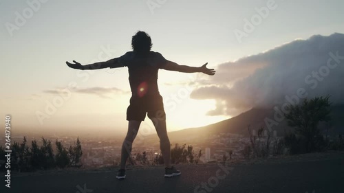 Free male runner at sunrise