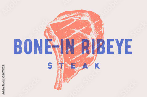 Steak, Porter House. Poster with steak silhouette