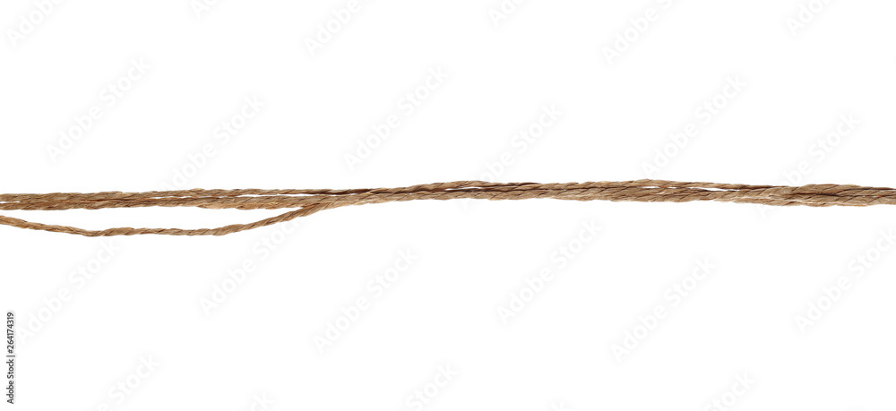 Brown strings, thread, rope isolated on white background and texture, with clipping path Brown strings, thread, rope isolated on white background and texture, with clipping path