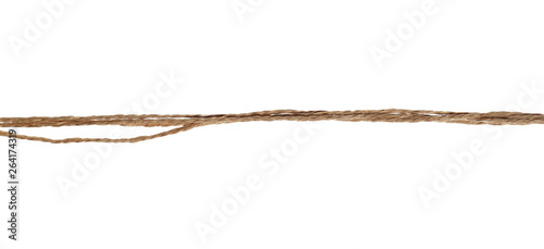 Brown strings, thread, rope isolated on white background and texture, with clipping path
