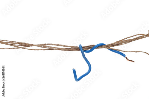 Brown strings, thread, rope isolated on white background and texture, with clipping path