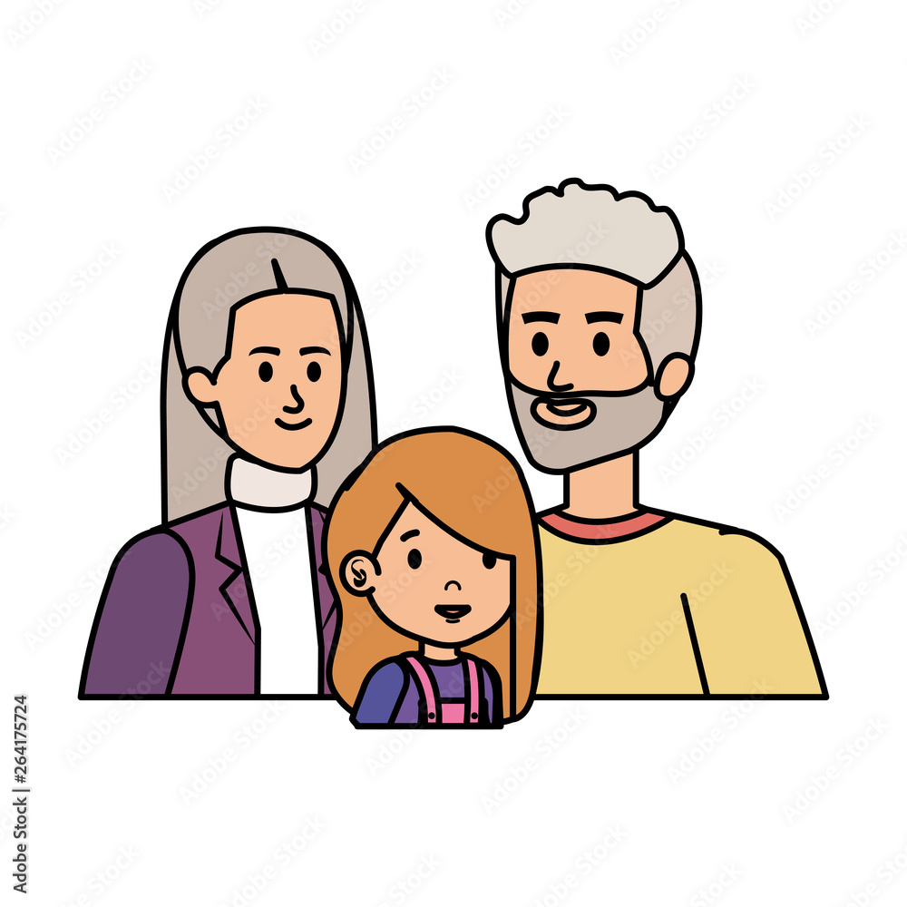 cute grand parents couple with grandaughter