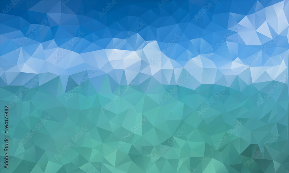 Fototapeta premium Сyan modern geometrical abstract background. Can be used as a texture, new background. Geometric background, geometric mosaic tile, Origami style, triangulation technique. Marine theme.