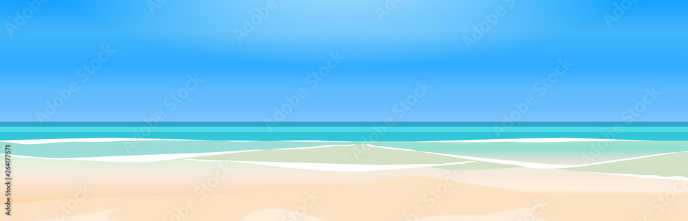 Obraz premium 鮮やかな海の色 美しい波や砂