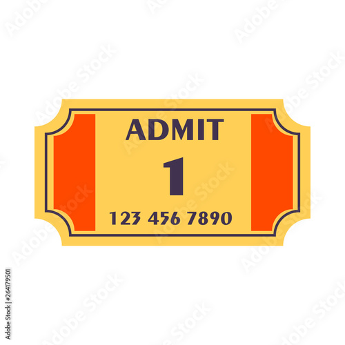 Admit ticket vector illustration. Pass, cinema, theater. Tickets concept. Vector illustration can be used for topics like entertainment, leisure, business