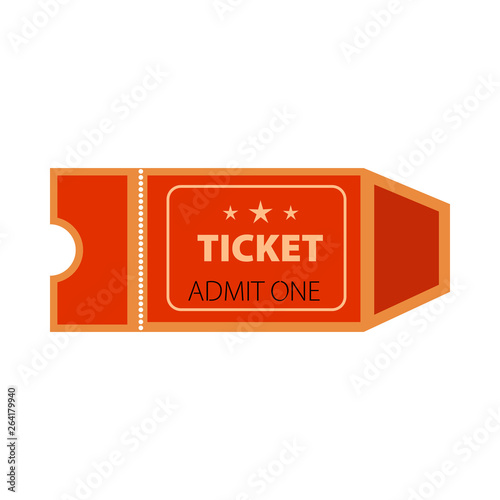 Red admit one ticket vector illustration. Fair, show, concert. Tickets concept. Vector illustration can be used for topics like entertainment, leisure, business