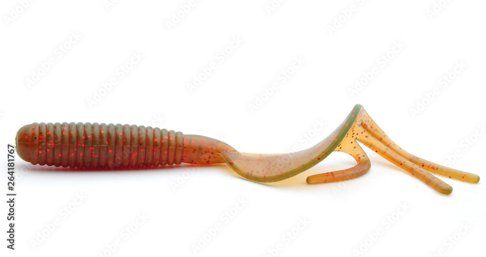 Fototapeta premium Fishing lure silicone twister isolated on white background.