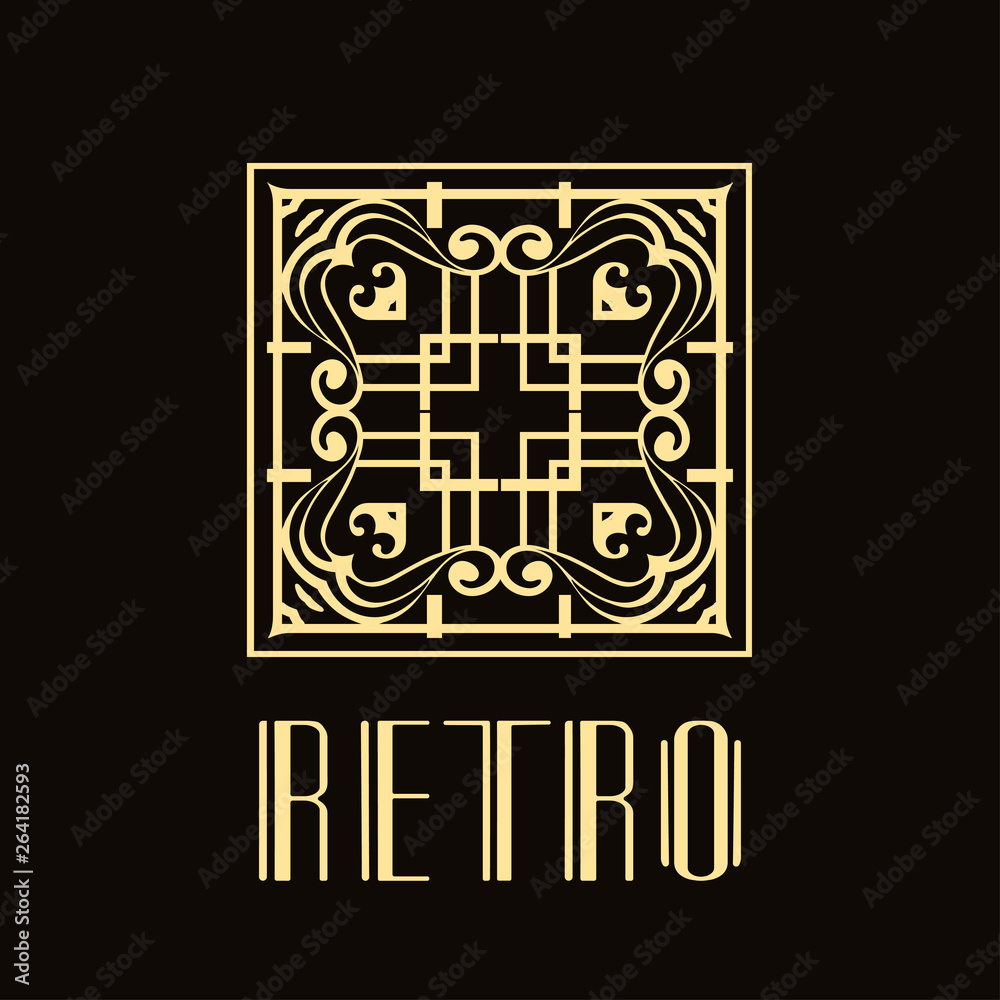 Beautiful emblem, badge for template logo in modern art deco style Beautiful emblem, badge for template logo in modern art deco style