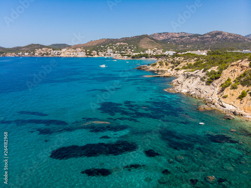 Aerial view  view of Peguera with hotels and beaches  Costa de la Calma  Caliva region  Mallorca  Balearic Islands  Spain