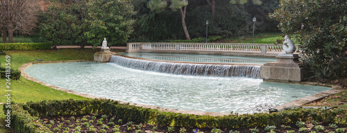 National Museum in Barcelona,Placa De Espanya,Spain; view of different parts of King's Palace; winter weather in Barcelona; park and recreation zone for locals and tourists, Montjuic mountain photo