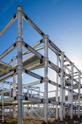 Building a steel structure skeleton to lay the foundation for building a house