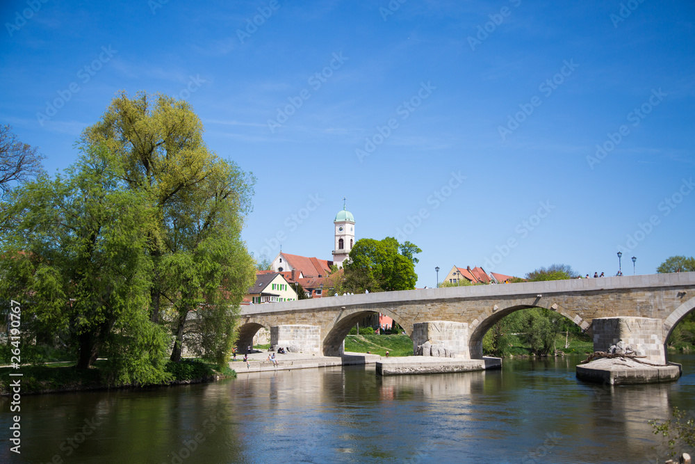 Stone bridge in Regensburg, old town, bavaria, bridge,