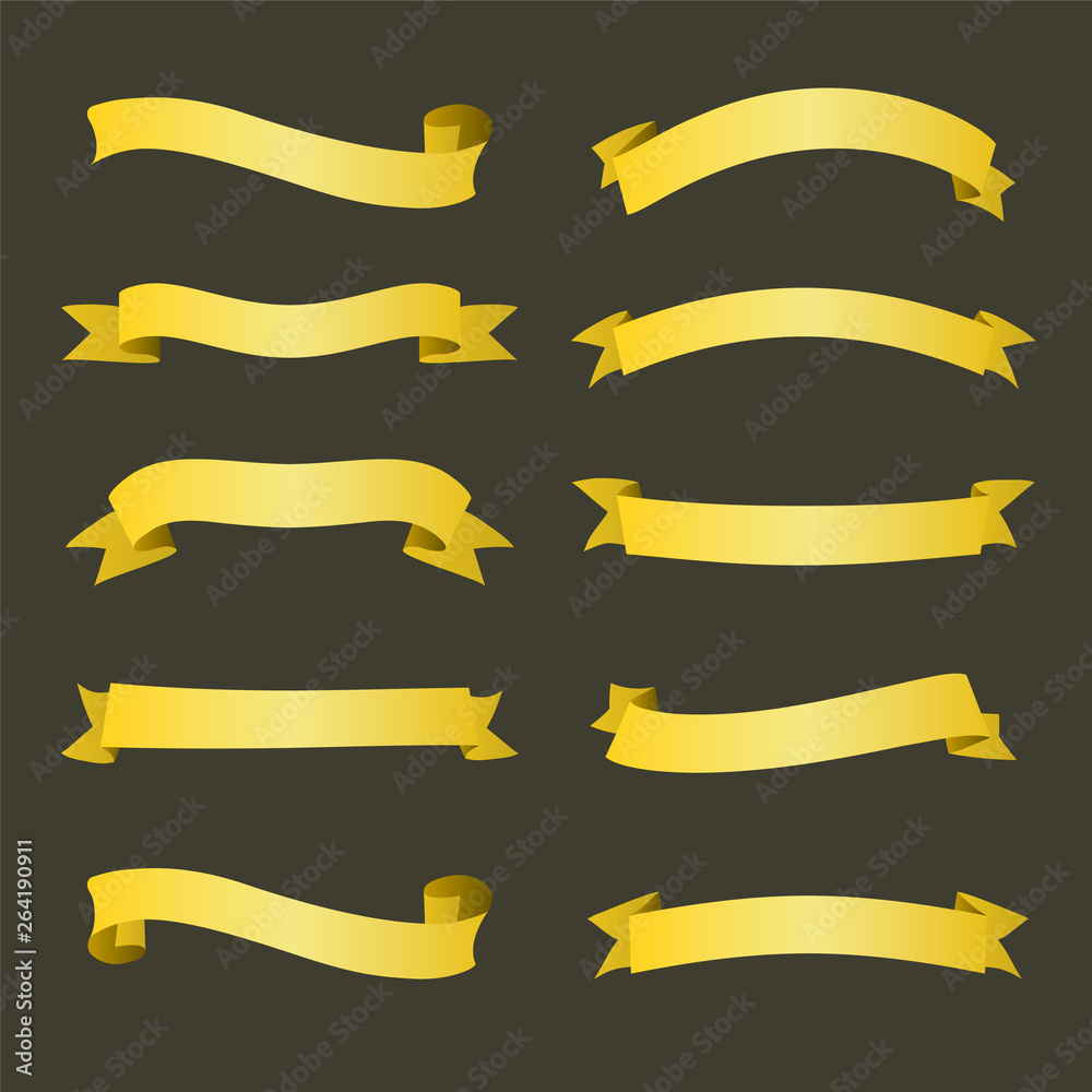 Set of golden ribbons banners. Gold tapes. Vector illustration. - Vector Set of golden ribbons banners. Gold tapes. Vector illustration. - Vector