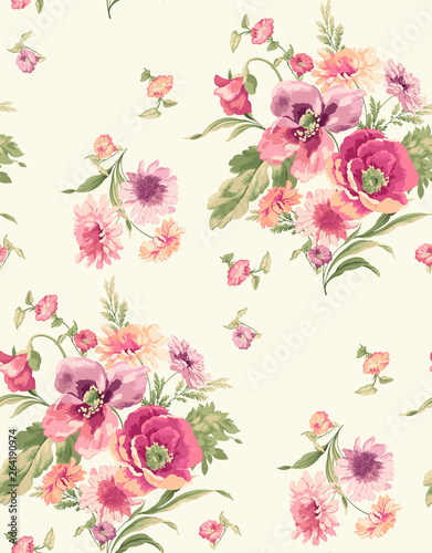Flowers line fabric pattern