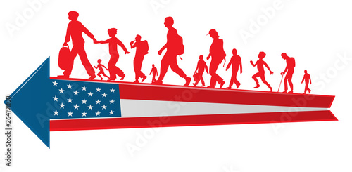 imigration libyan people to europe, vector illustration