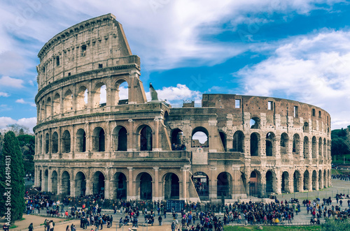 view of Colosseum, one of the most important sights of Rome.