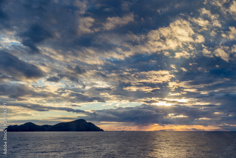 Sunset at sea (Mediterranean, Greece).