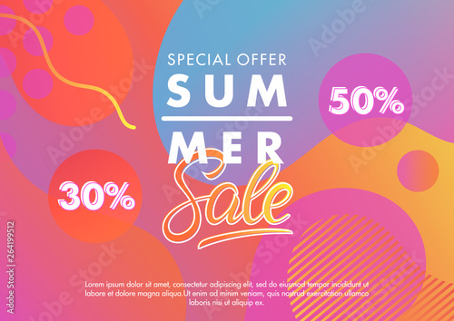 Wallpaper Mural Summer sale banner.Unique design card with gradient background,shapes and geometric elements in memphis style.Sale season card perfect for prints, flyers,banners, promotion,special offer and more. Torontodigital.ca