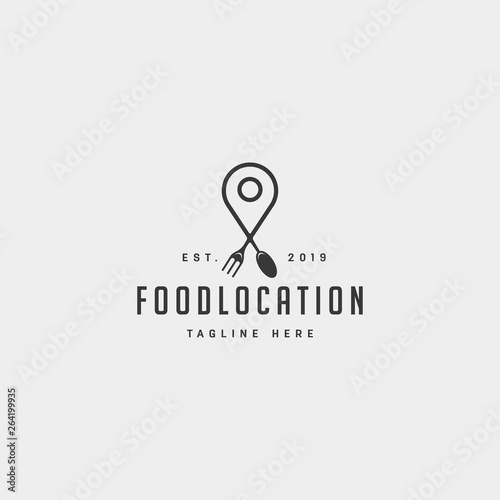 food pin navigation simple flat luxury logo design vector icon element