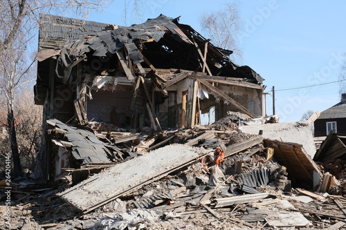 destroyed old house in the province of Russia, poverty