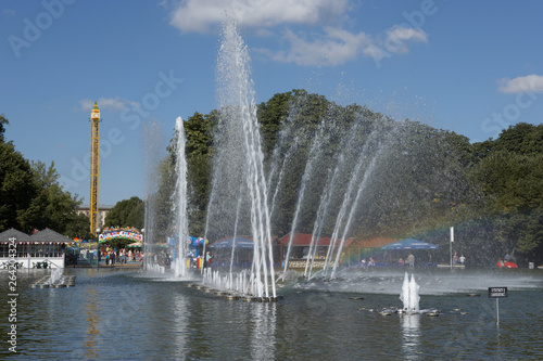 ORNAMENTAL WATER FOUNTAINS IN LAKE GORKY PARK MOSCOW RUSSIA