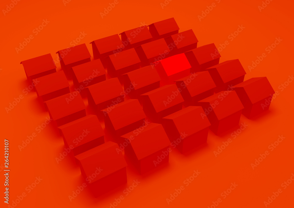 orange houses for real estate property industry, 3d illustration orange houses for real estate property industry, 3d illustration