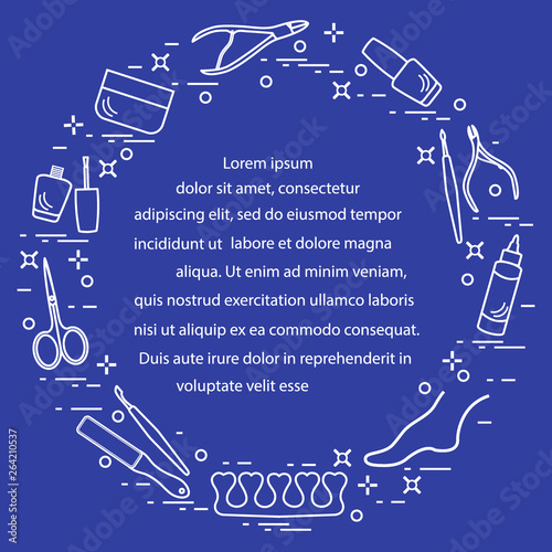 Silhouette of manicure and pedicure tools and products for beauty and care.