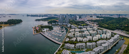 Panorama aerial view of keppel bay with modern residence in Singapore city. photo