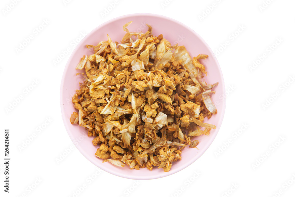 Fried garlic isolated on white background.Clipping path. Fried garlic isolated on white background.Clipping path.
