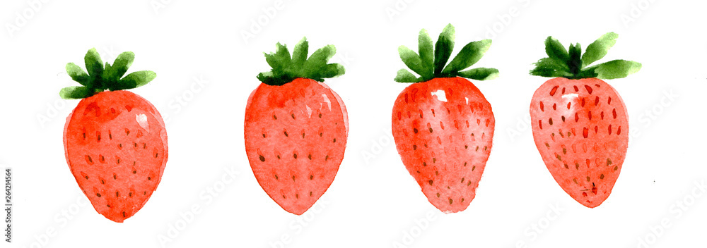 Set of watercolor strawberry on white background Set of watercolor strawberry on white background