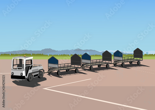 Transportation of baggage at the airport.  Vector illustration.