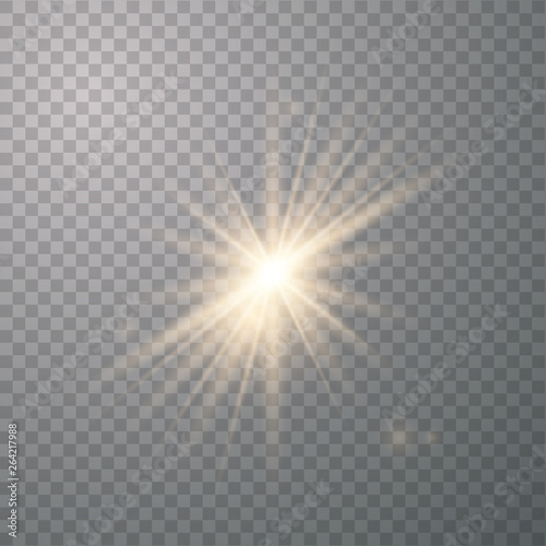 Golden shining vector sun