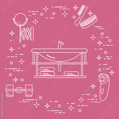 Bathroom: washbasin, razor, mirror and other.