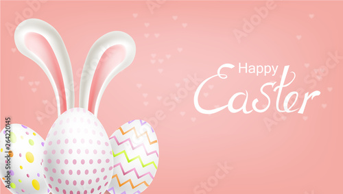Easter eggs Vector realistic. Spring holiday banner. 3d detailed poster templ...