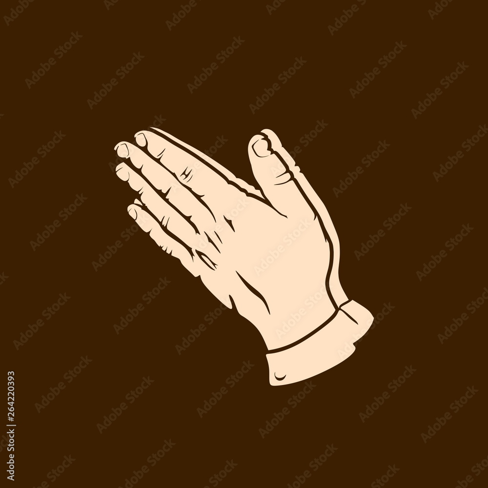 Silhouette of praying hands. Man prays and turns to God. Silhouette of praying hands. Man prays and turns to God.