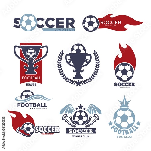 Soccer game isolated icons football sport championship