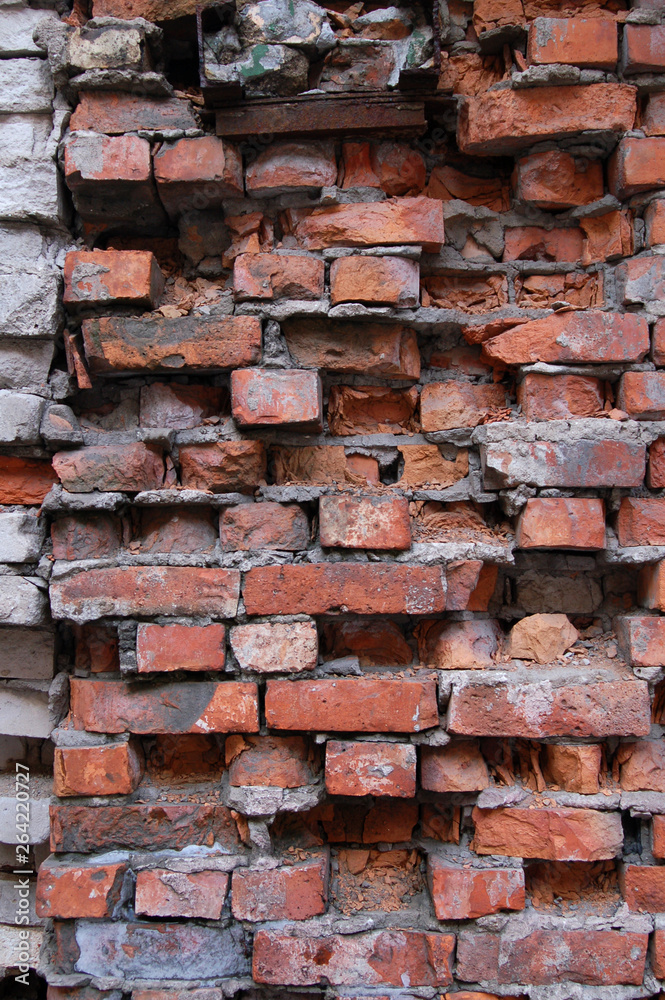 the texture of the brick and cobblestone